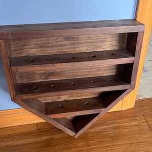 Geometric Brown Wooden Wall Shelf